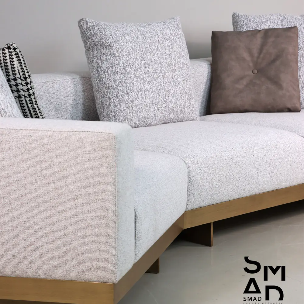 Arden Plinth-Base Sectional Sofa in Light Grey