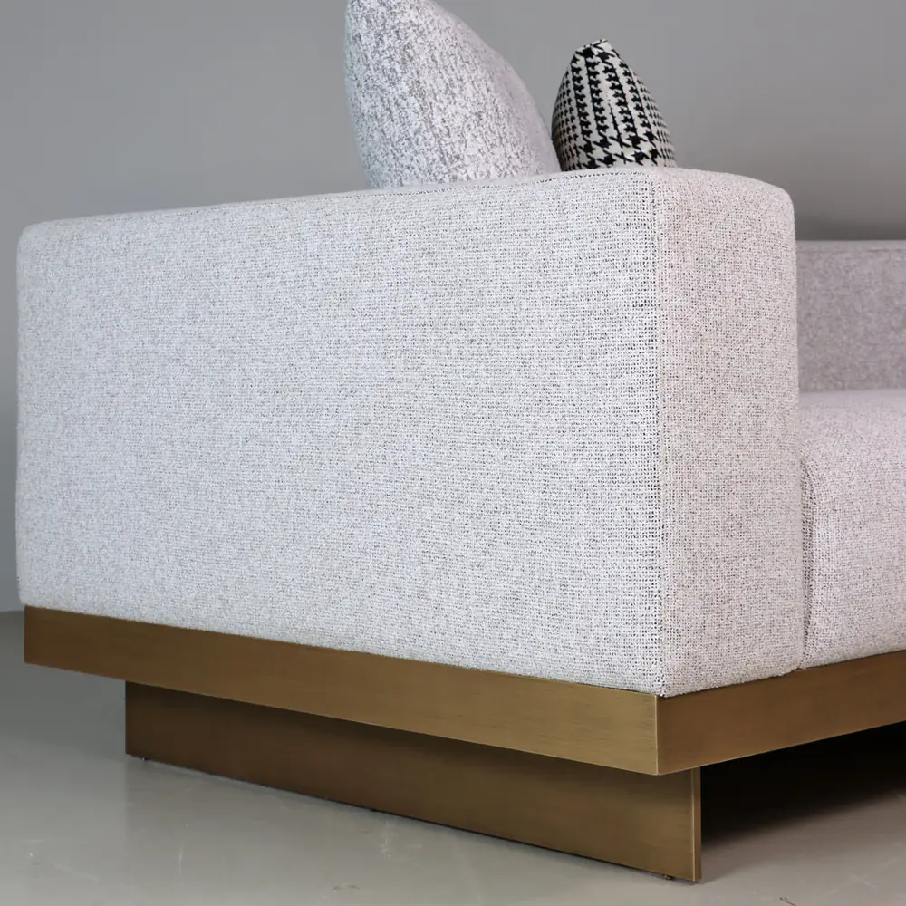Arden Plinth-Base Sectional Sofa in Light Grey