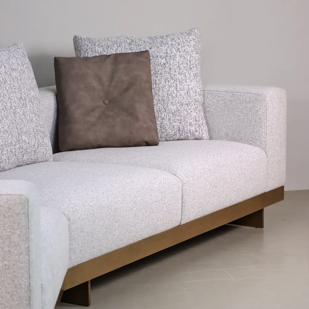 Arden Plinth-Base Sectional Sofa in Light Grey