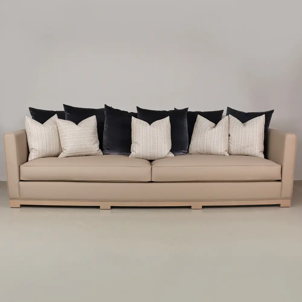 Calder Taupe Sofa with Charcoal Velvet Back Cushions