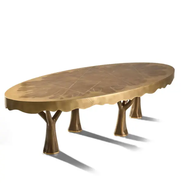 Arbor Canopy Brass Oval Dining Table