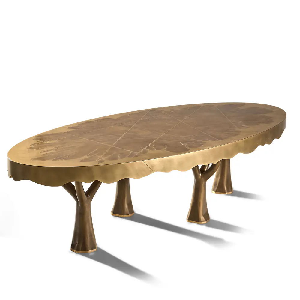 Arbor Canopy Brass Oval Dining Table
