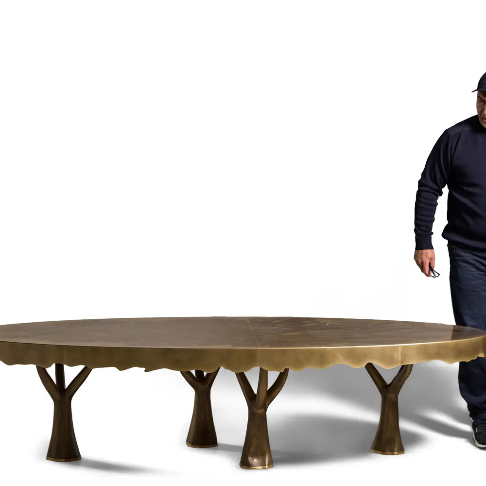 Arbor Canopy Brass Oval Dining Table