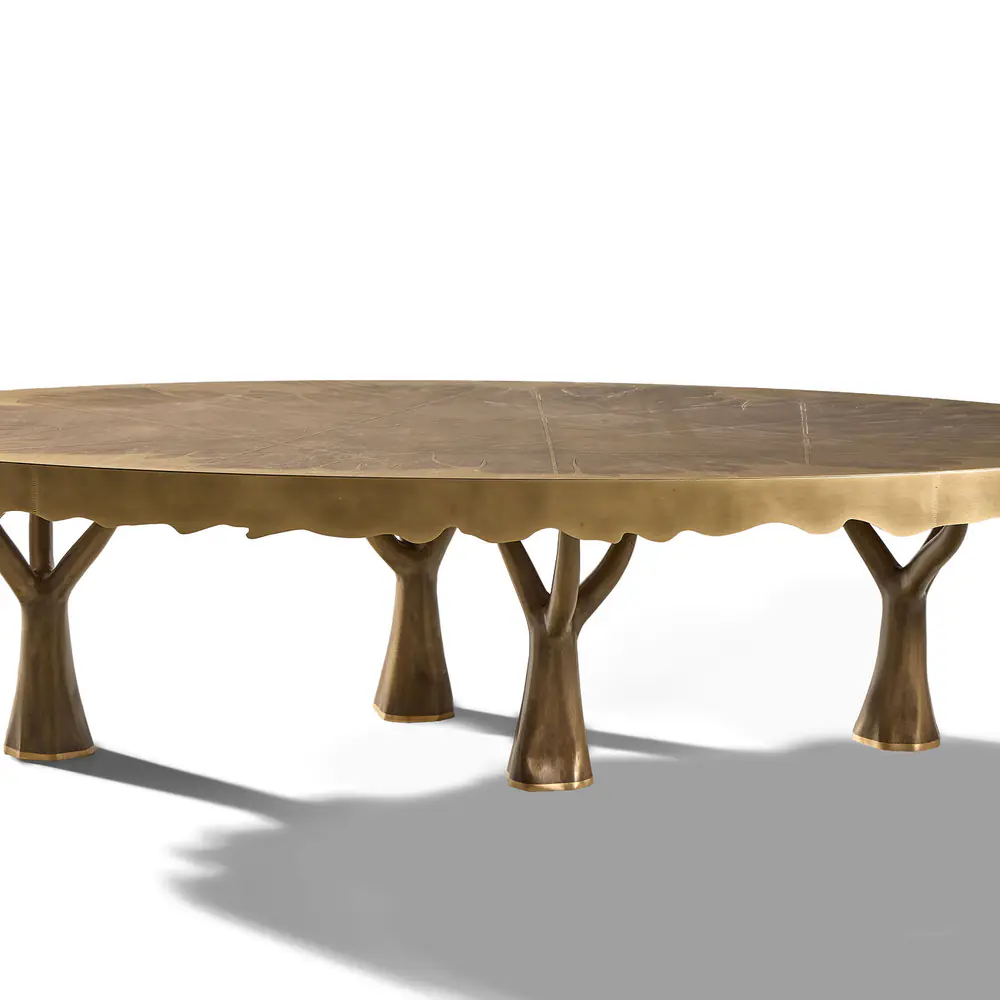 Arbor Canopy Brass Oval Dining Table