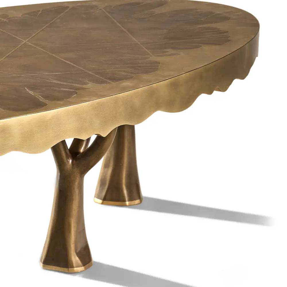 Arbor Canopy Brass Oval Dining Table