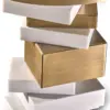 Stacked Geometry Round Side Table – Brass & White