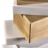 Stacked Geometry Round Side Table – Brass & White