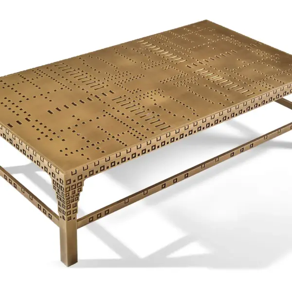 Punch Card Perforated Brass Coffee Table