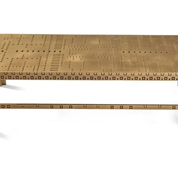 Punch Card Perforated Brass Coffee Table