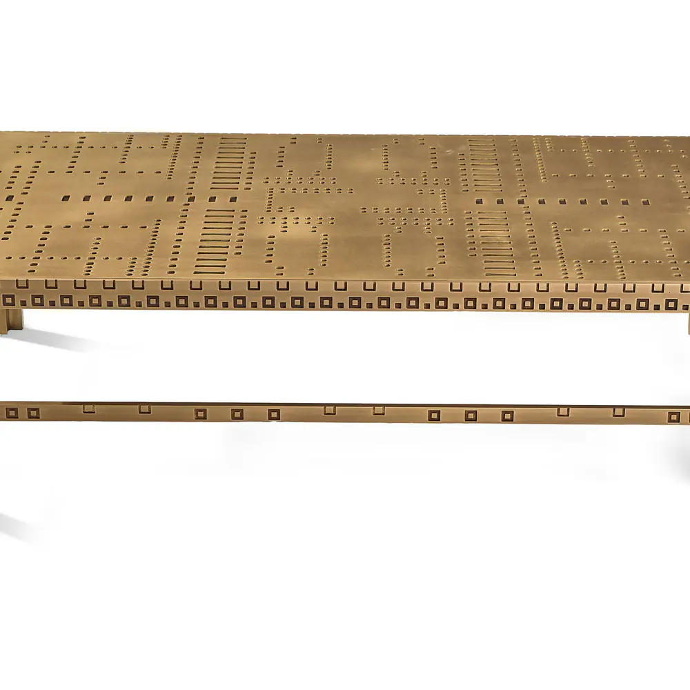 Punch Card Perforated Brass Coffee Table