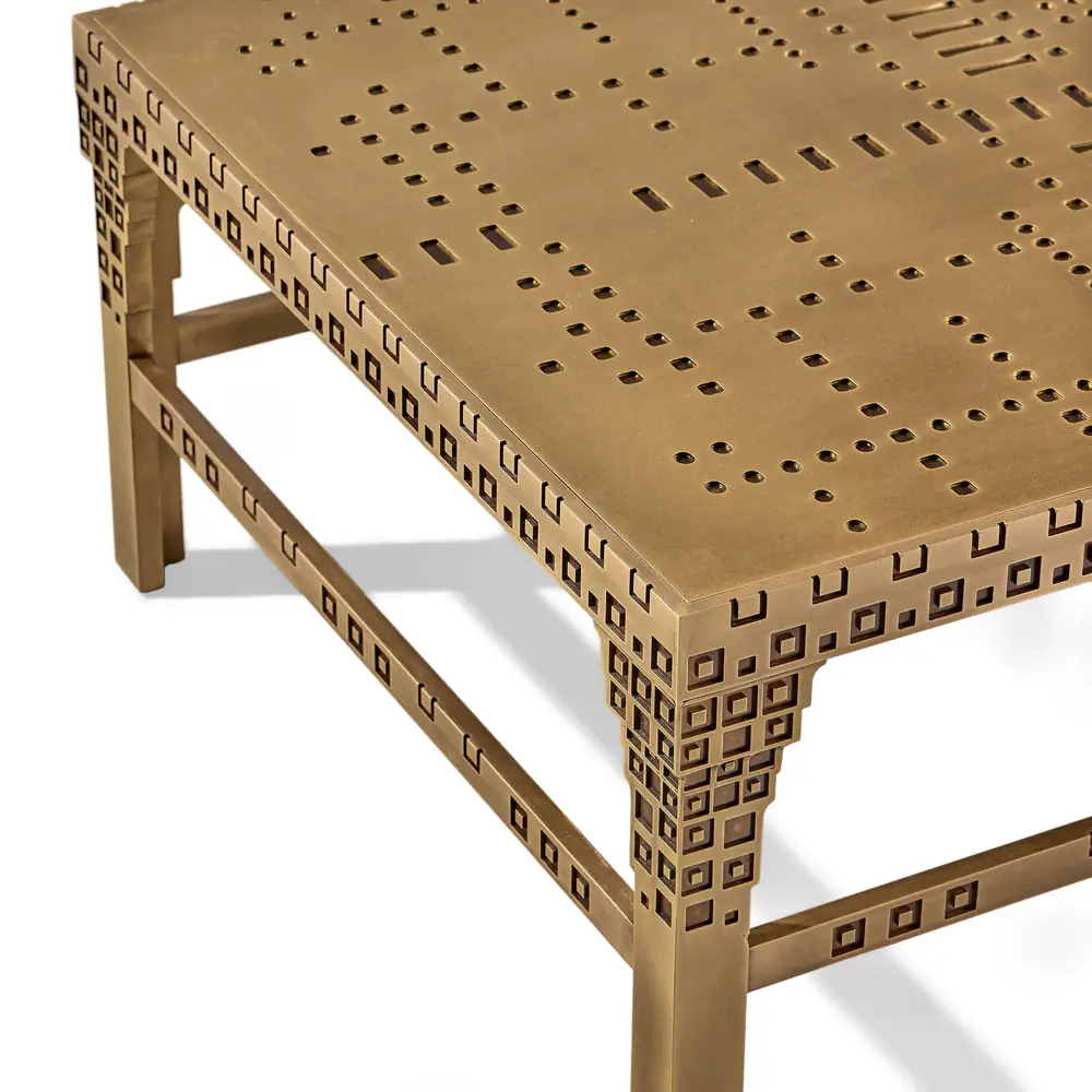 Punch Card Perforated Brass Coffee Table
