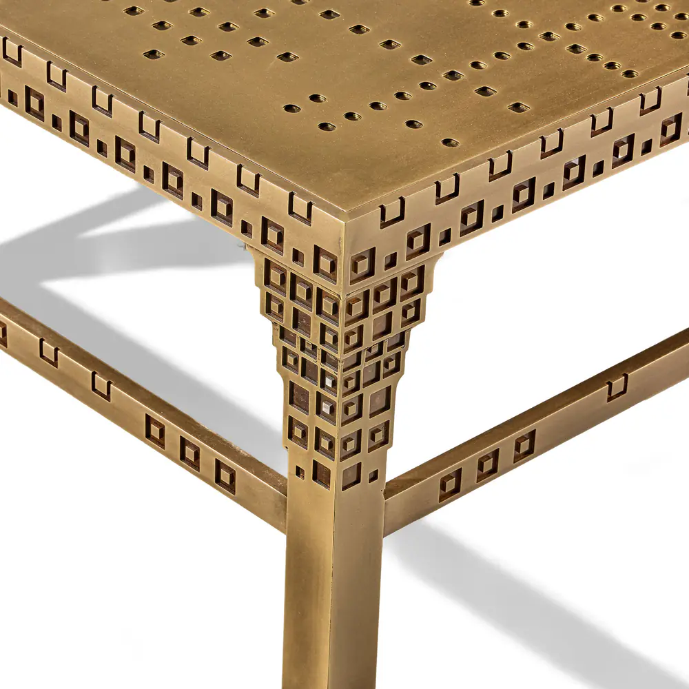 Punch Card Perforated Brass Coffee Table