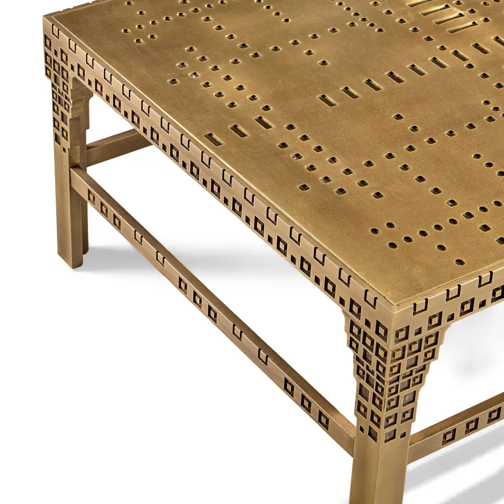 Punch Card Perforated Brass Coffee Table