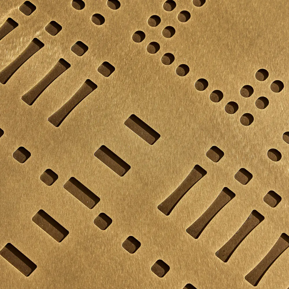 Punch Card Perforated Brass Coffee Table