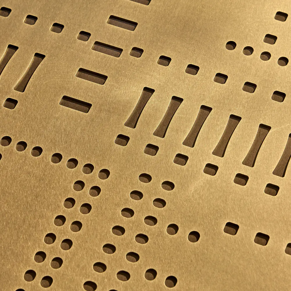 Punch Card Perforated Brass Coffee Table