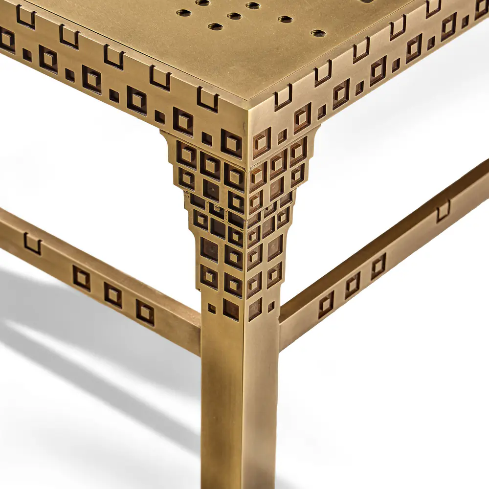 Punch Card Perforated Brass Coffee Table