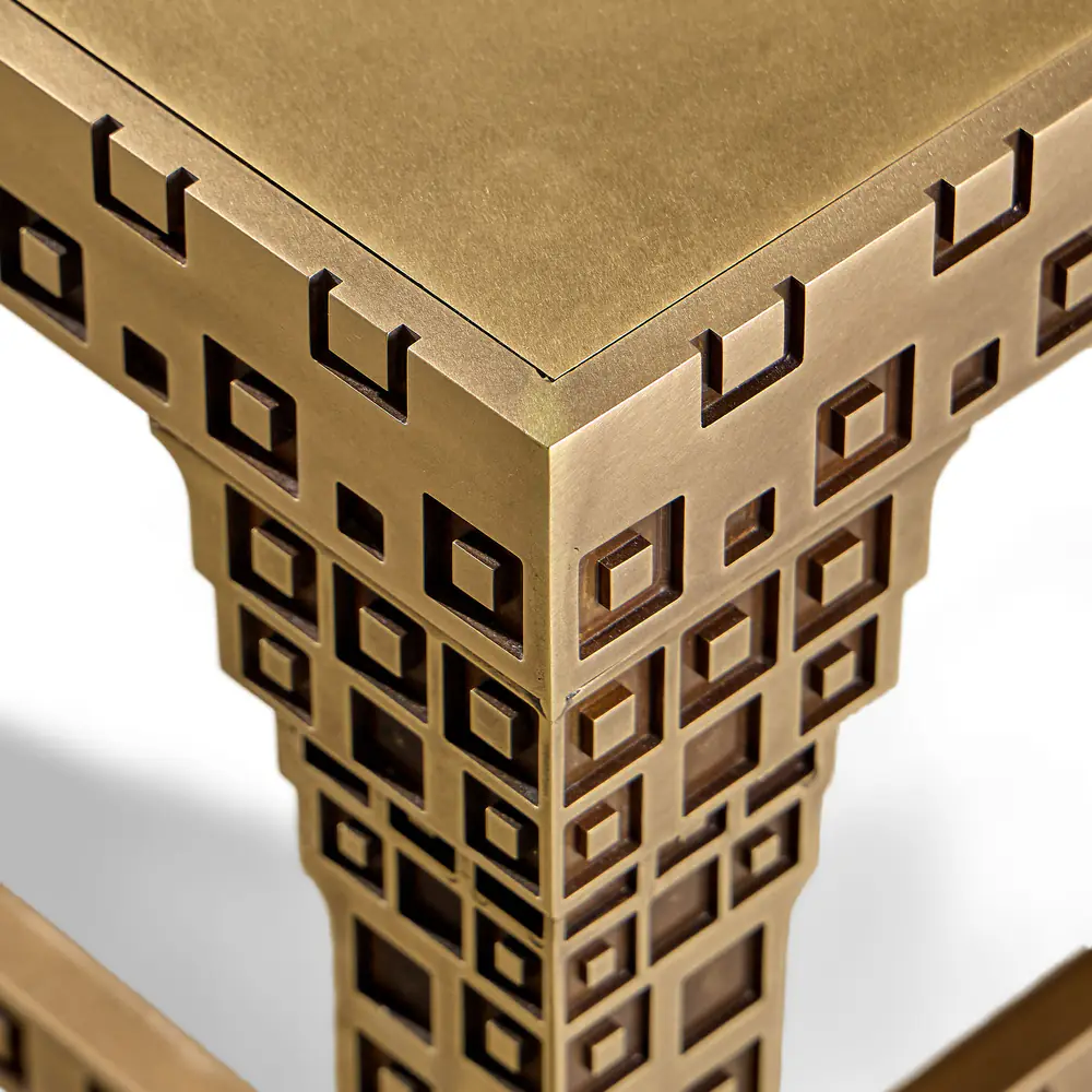 Punch Card Perforated Brass Coffee Table