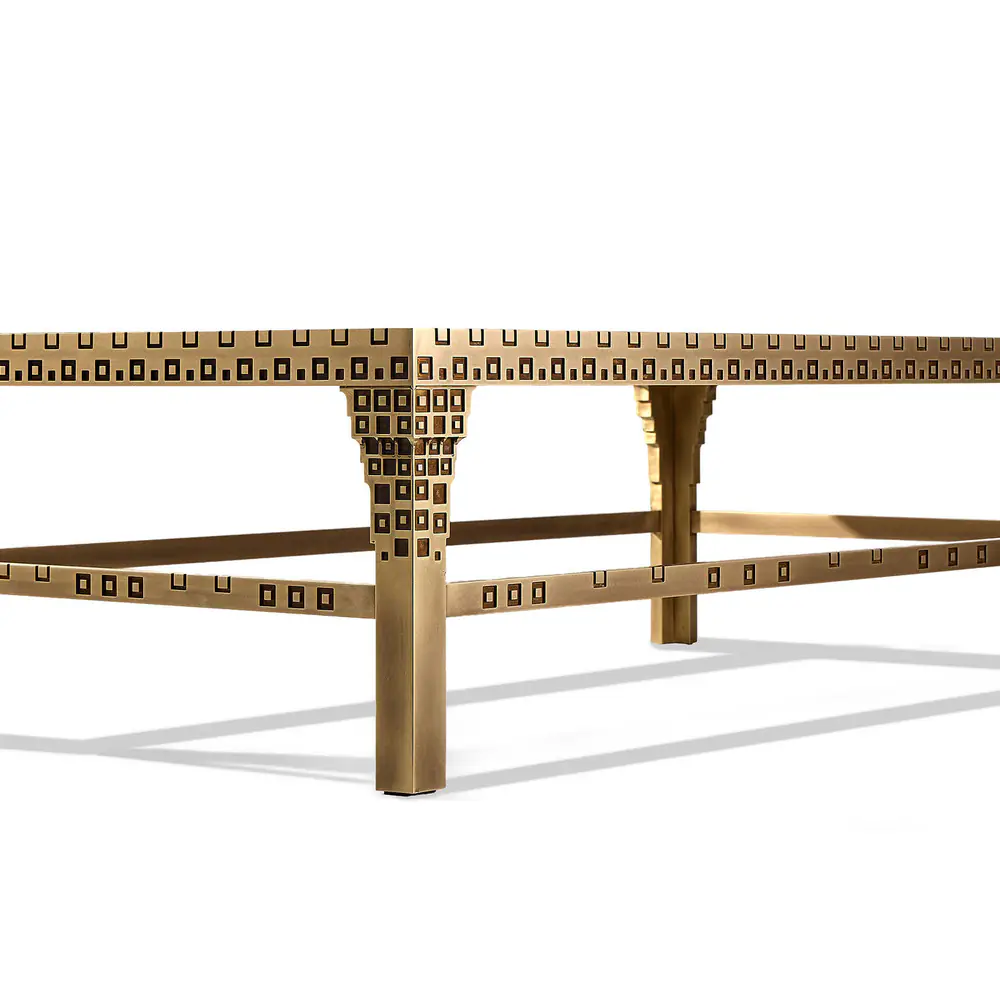 Punch Card Perforated Brass Coffee Table