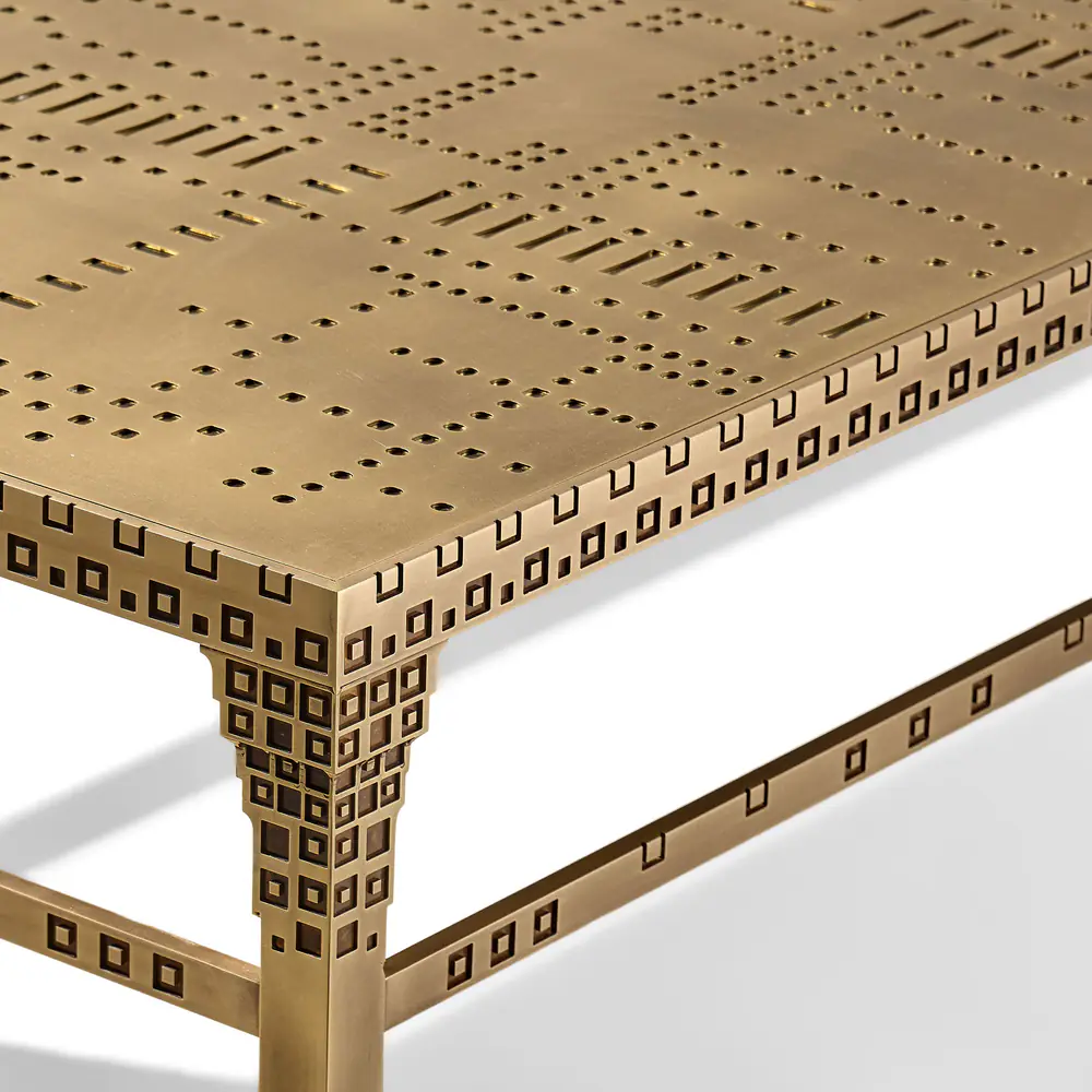 Punch Card Perforated Brass Coffee Table