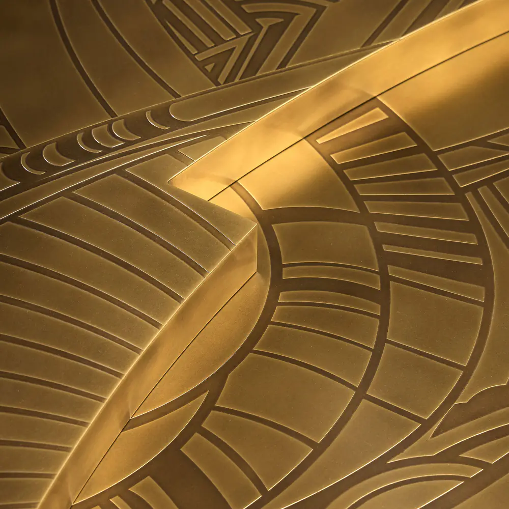 Solstice Etched Brass Round Coffee Table