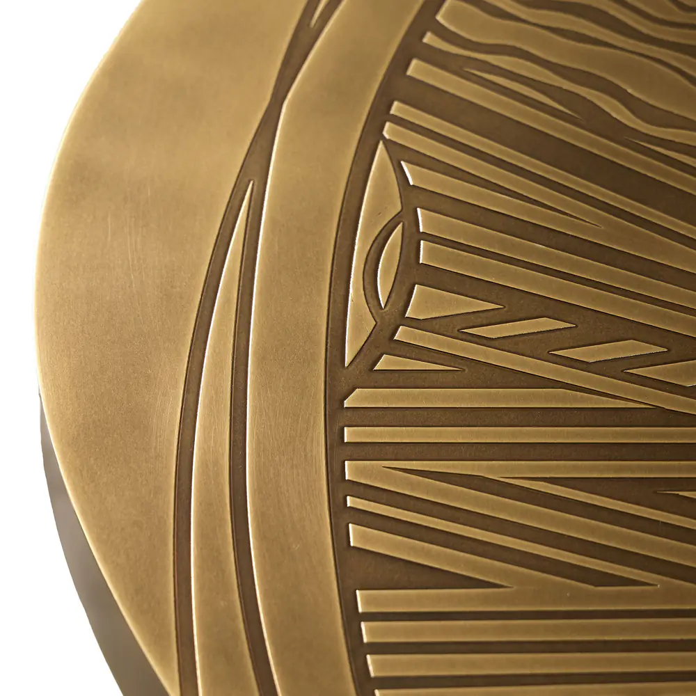 Solstice Etched Brass Round Coffee Table