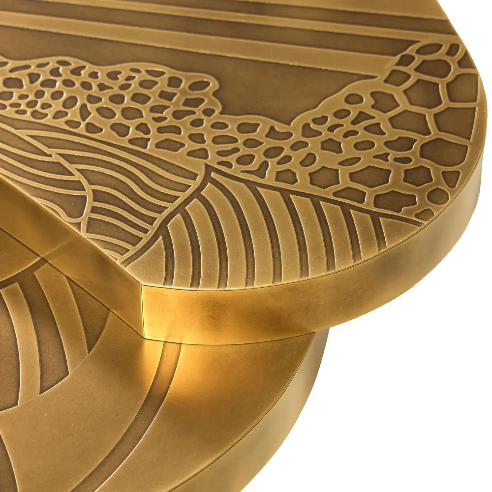 Solstice Etched Brass Round Coffee Table