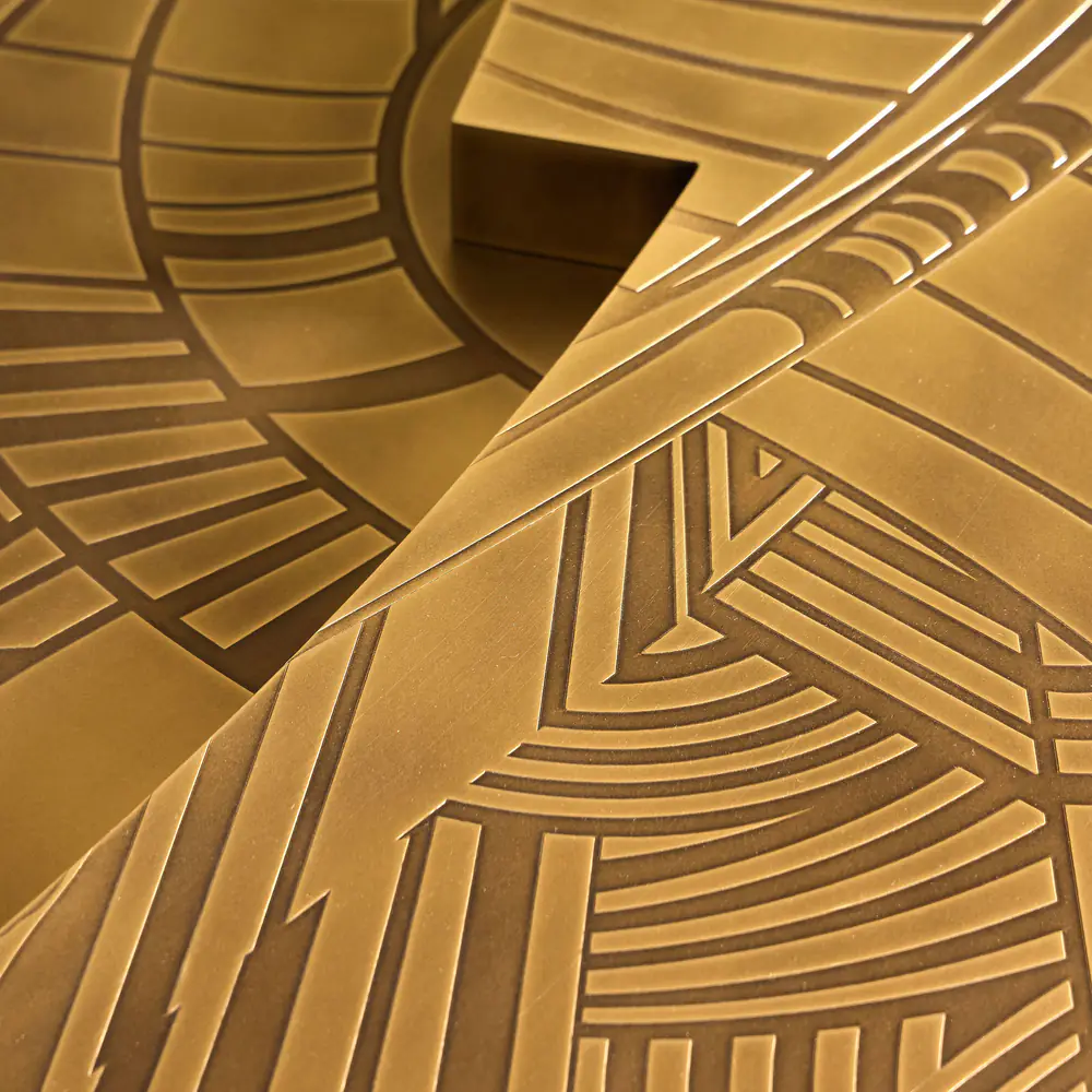 Solstice Etched Brass Round Coffee Table