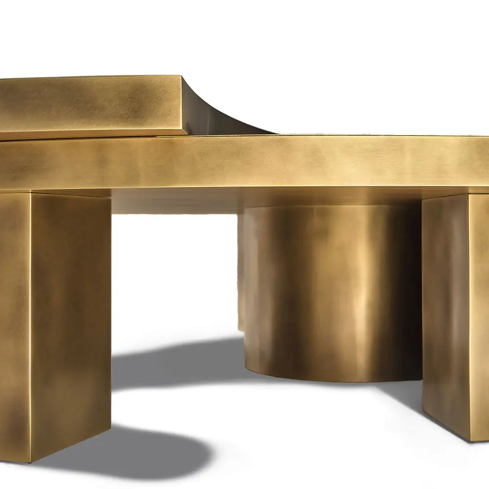 Solstice Etched Brass Round Coffee Table