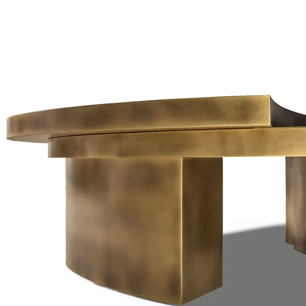 Solstice Etched Brass Round Coffee Table