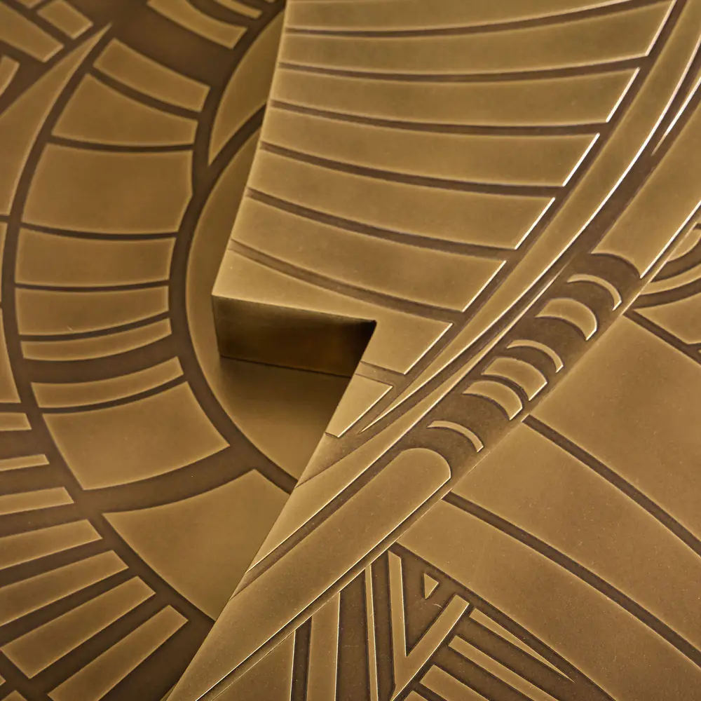 Solstice Etched Brass Round Coffee Table