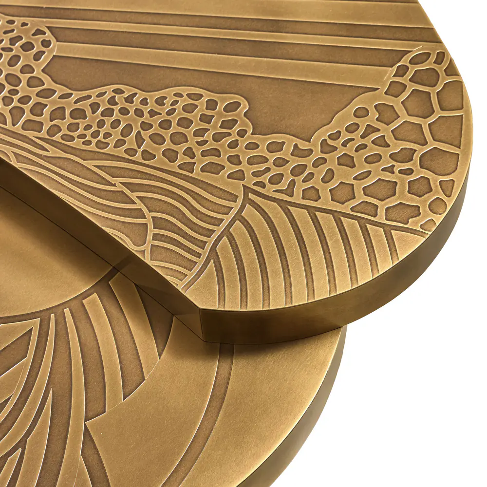 Solstice Etched Brass Round Coffee Table