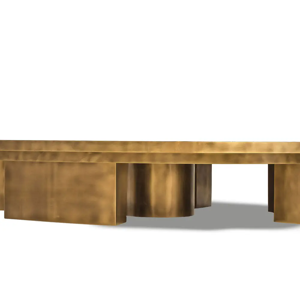 Solstice Etched Brass Round Coffee Table