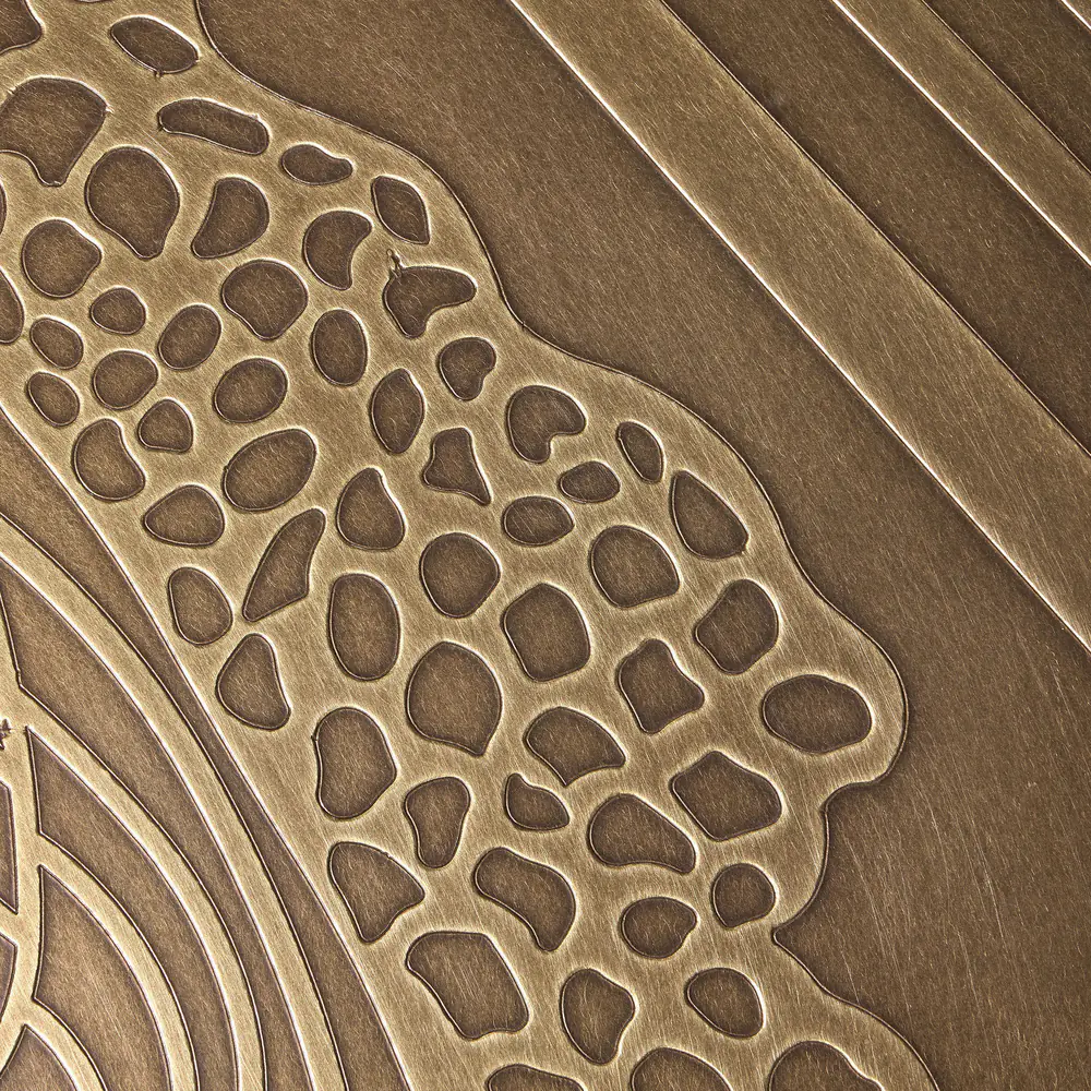 Solstice Etched Brass Round Coffee Table