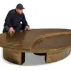 Solstice Etched Brass Round Coffee Table