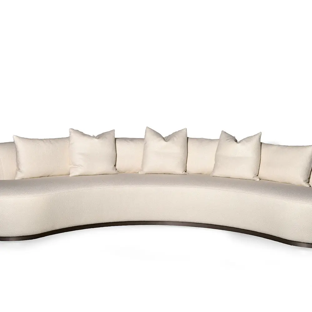 Crescent Curved Ivory Bouclé Sofa