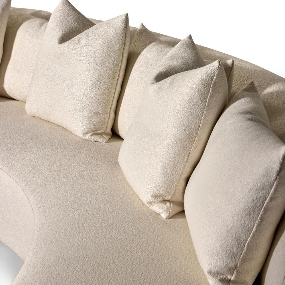 Crescent Curved Ivory Bouclé Sofa