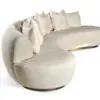 Crescent Curved Ivory Bouclé Sofa