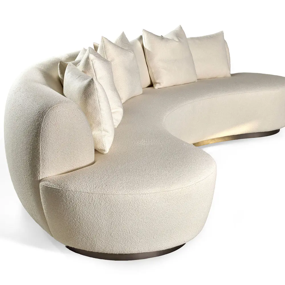 Crescent Curved Ivory Bouclé Sofa