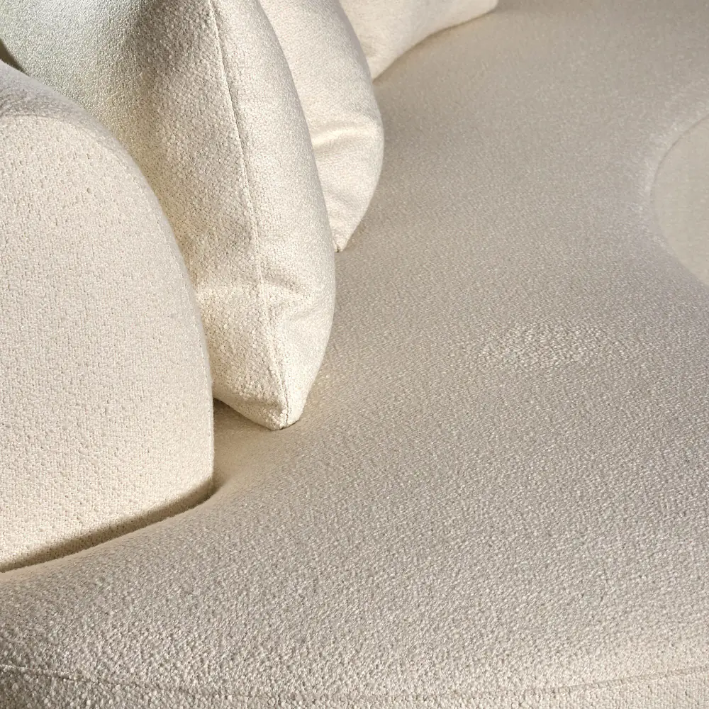 Crescent Curved Ivory Bouclé Sofa