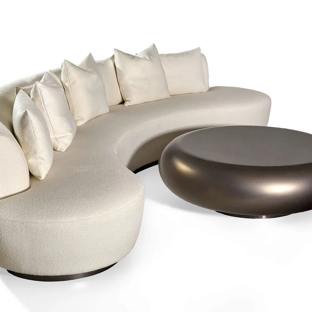 Crescent Curved Ivory Bouclé Sofa
