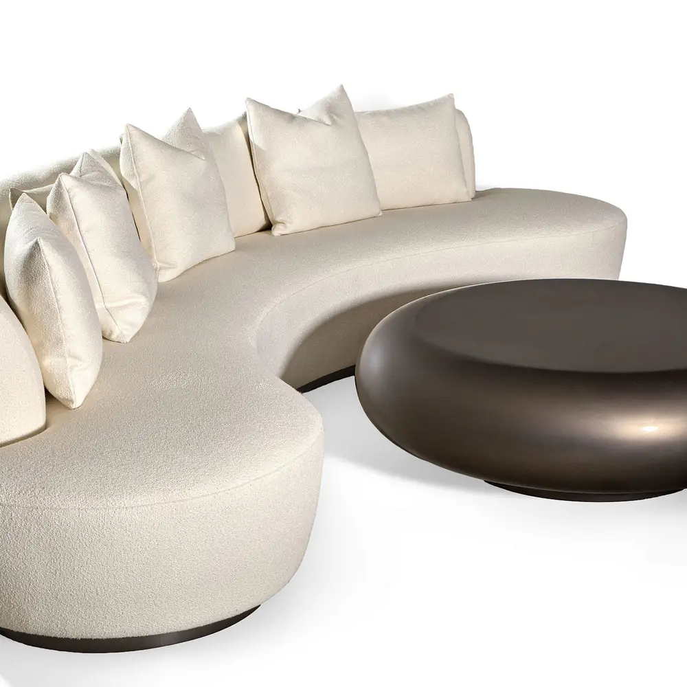 Crescent Curved Ivory Bouclé Sofa