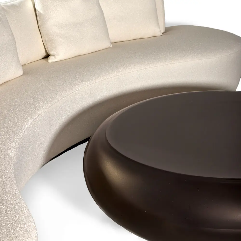 Crescent Curved Ivory Bouclé Sofa